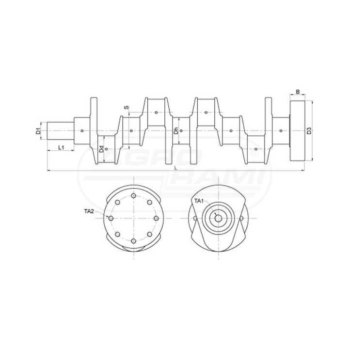 Wał korbowy D226-B6 MWM - czop Gł-70mm kor. 63mm Genmot KUTY 12272497, 12272501, 6005004002, 600501 GENMOT