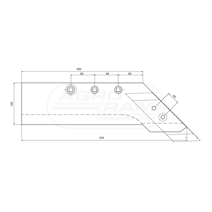 Lemiesz z dłutem prawy PO387 1117511000 AGRO-INTERSTAR