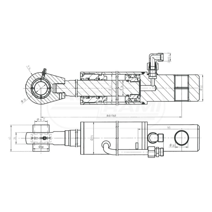 Siłownik hydrauliczny łyżki ładowacz METAL-FACH SMT2S.63.36.520Z-02 Skrawmet