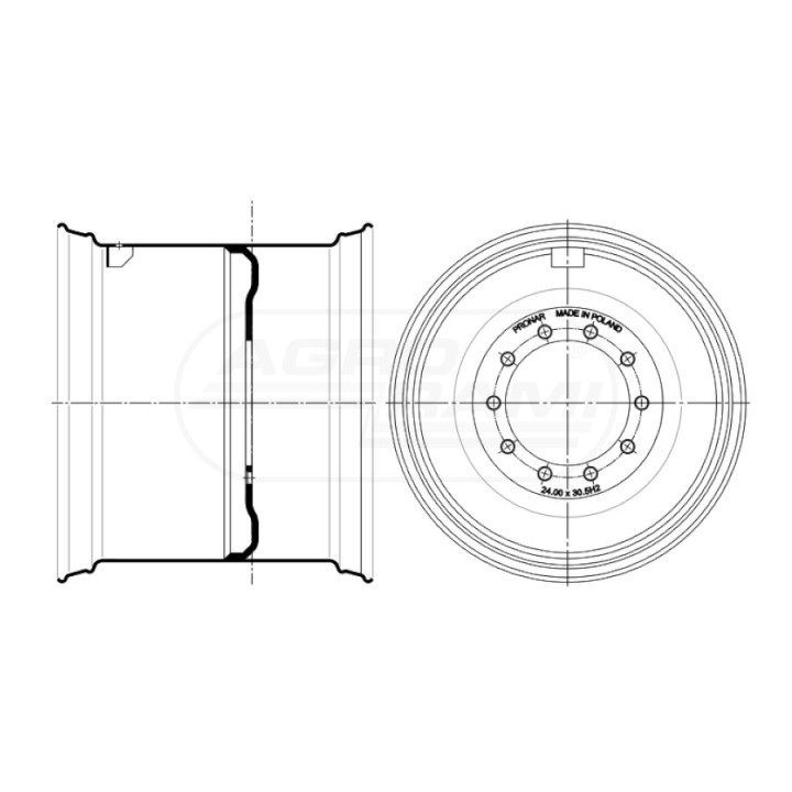 Obręcz Pro. (20,00x26,5 10 otw.) (ET=0) 20X26,5 (265.20.01) (05. Z OSŁONĄ)