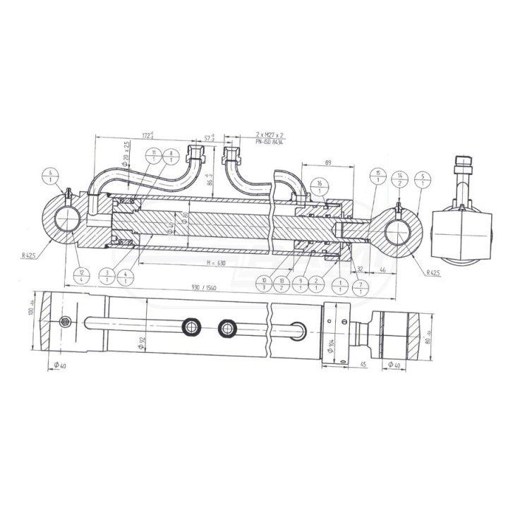 Siłownik hydrauliczny podpory 161-03140 161-03140-00 Skrawmet