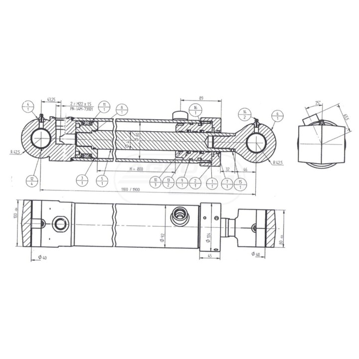 Siłownik hydrauliczny - zamykania łyżki Skrawmet 161-602P4-00B