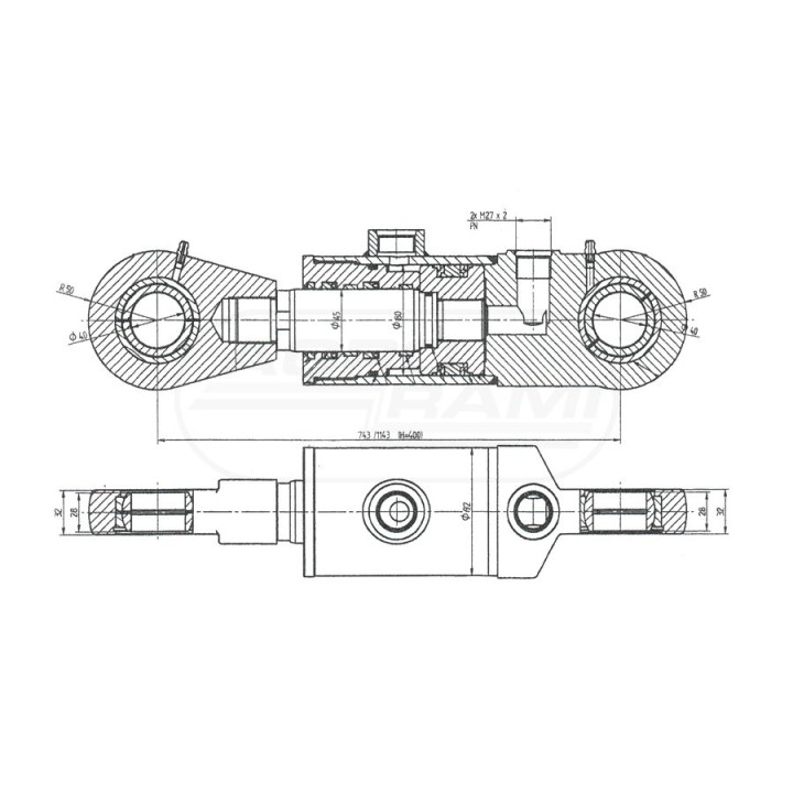 Cylinder CJ2F-80/45/400DG Skrawmet