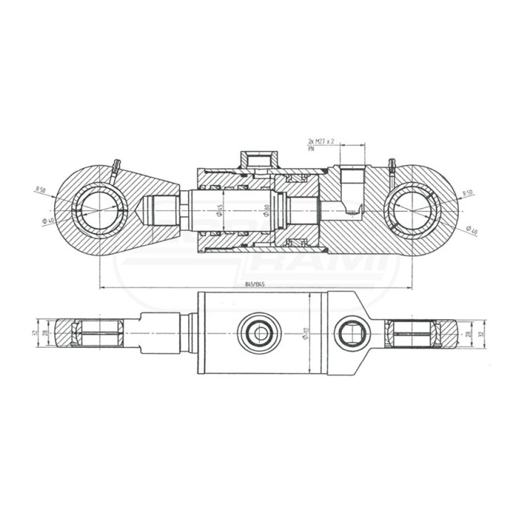 Cylinder CJ2F-80/45/500DG Skrawmet