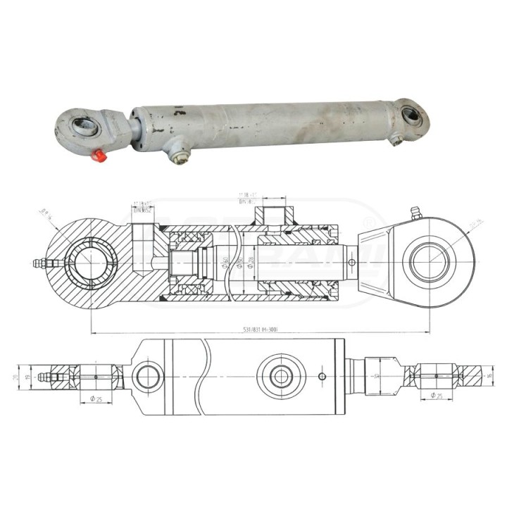 Cylinder ukł.wspomagania CJ-S07-50/28/300           WSPOMAGANIE UKŁ. KIEROWN. 88276909 Skrawmet