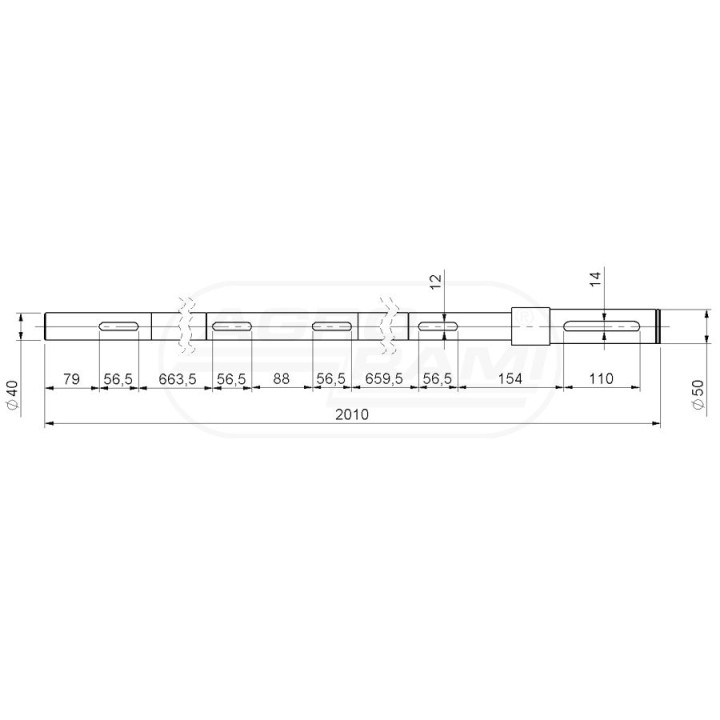 Wał tylny 8-10 fi 40 2221/03-003/01 222103003/01 PRODUKT POLSKI