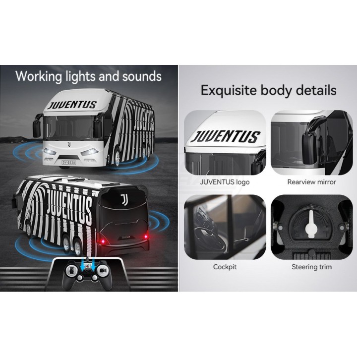 Autobus z barwami klubu Juventus Turyn RC 2,4GHz 3,7V/500mAh Li-Ion 100% RTR DO-E638, zdalnie sterowany Double Eagle