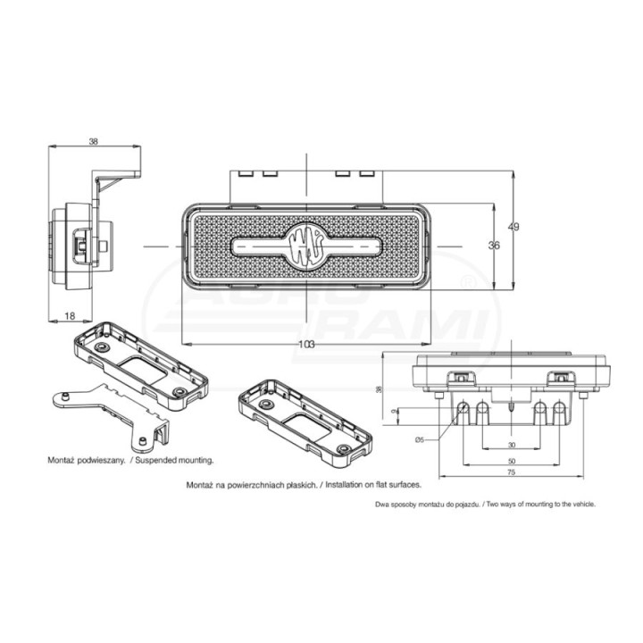 Lampa zespolona pozycyjna przednia  W254 12V/24V LED 2035 WAŚ