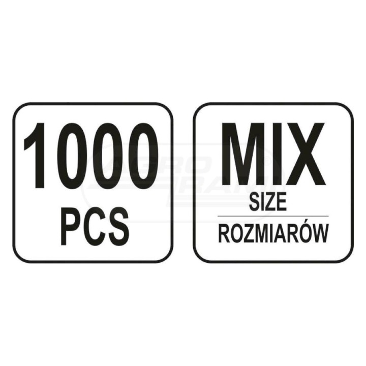 Zawleczki proste mix rozmiarów YATO 1000 sztuk YT06885