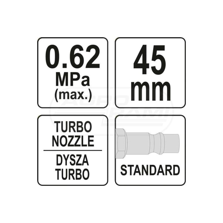 Pistolet do przedmuchiwania krótki TURBO YATO YT23722