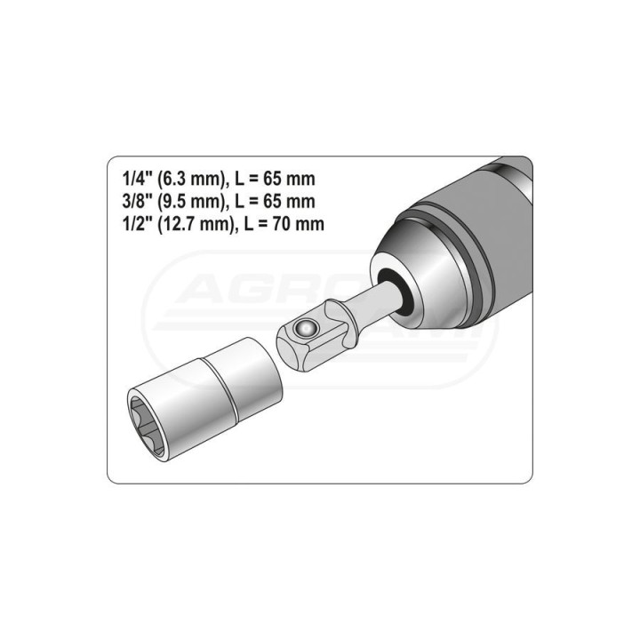 Zestaw adapterów do nasadek HEX YATO 1/4",3/8",1/2" YT04685
