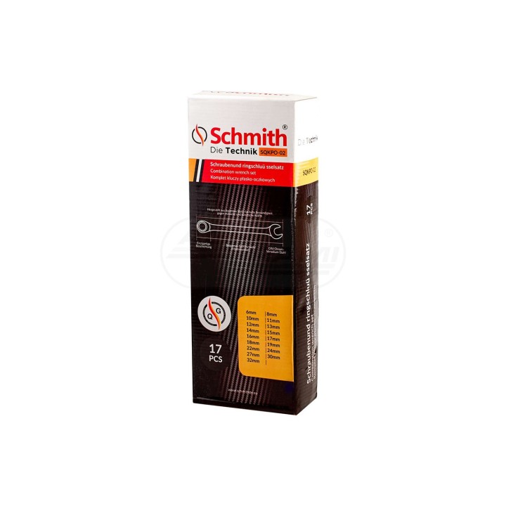 Komplet kluczy płasko-oczkowych 17 sztuk Schmith SQKPO-02 SCHMITH