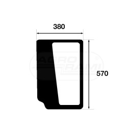 Szyba przednia dolna prawa 570X380 51695588, 84396392, ## Case IH
