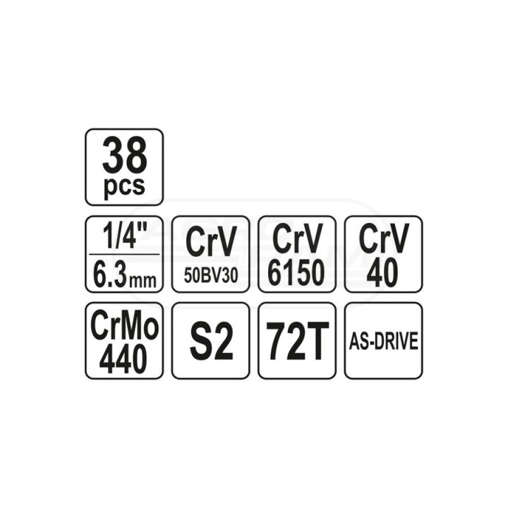 Zestaw narzędziowy 38 elementowy YATO 1/4" YT-14471, YT14471