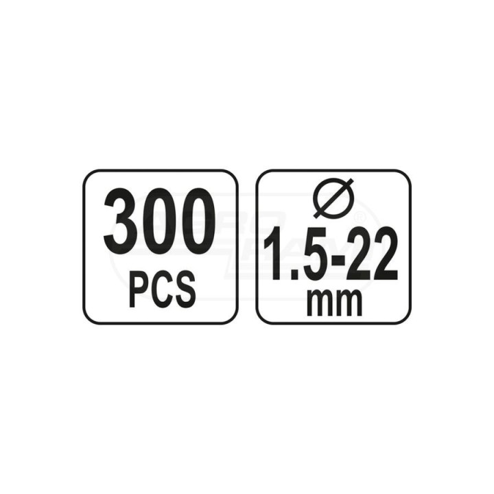 Zawleczki typu E mix rozmiarów YATO 300 sztuk YT06884