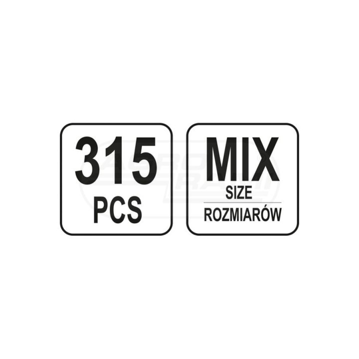 Kołki sprężyste mix rozmiarów YATO 315 sztuk YT06785