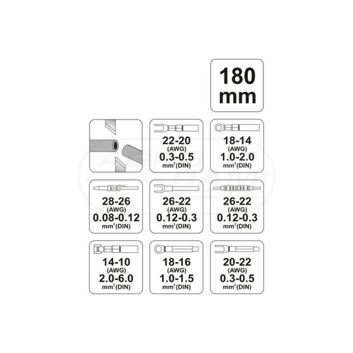 Szczypce do zaciskania konektorów 2 funkcje YATO 0.08-6 mm2 YT2256