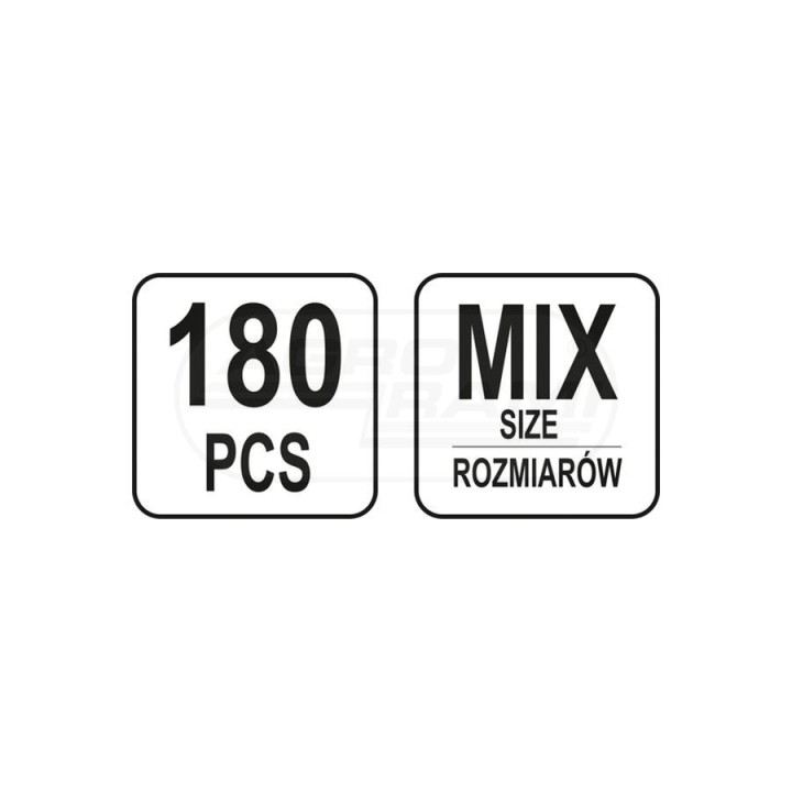 Przelotki gumowe mix rodzajów YATO 180 sztuk YT06878