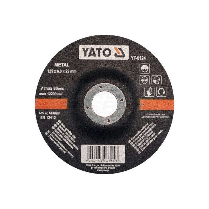 Tarcza do szlifowania metalu YATO 125x6,0x22 mm YT6124