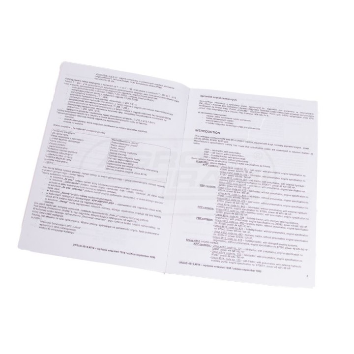 Katalog części ciągnika Ursus 4512 i 4514 - pełna lista części zamiennych silnik 4390 MF-4512