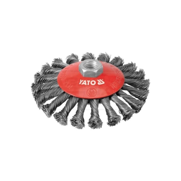 Szczotka tarczowa FI z gwintem drut nierdzewny YATO 125 mm M14 YT4764