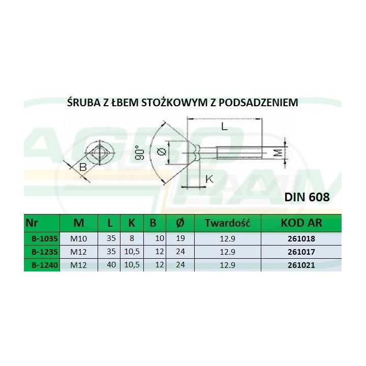 ŚRUBA Z NAKRĘTKĄ M12X35 10.9 (Z PODSADZENIEM) PREMIUM 3015785, 27002605, 548000V