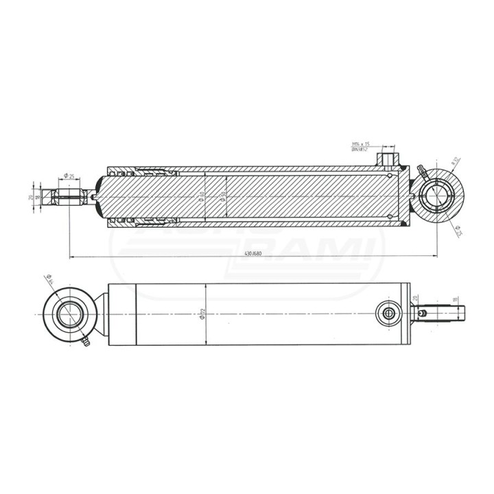 Cylinder hydrauliczny /1 WYJŚCIE/ 70118045/PL Skrawmet