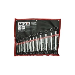 Klucze oczkowe odgięte z polerowaną główką YATO 6-32 mm 12 elementów YT0398