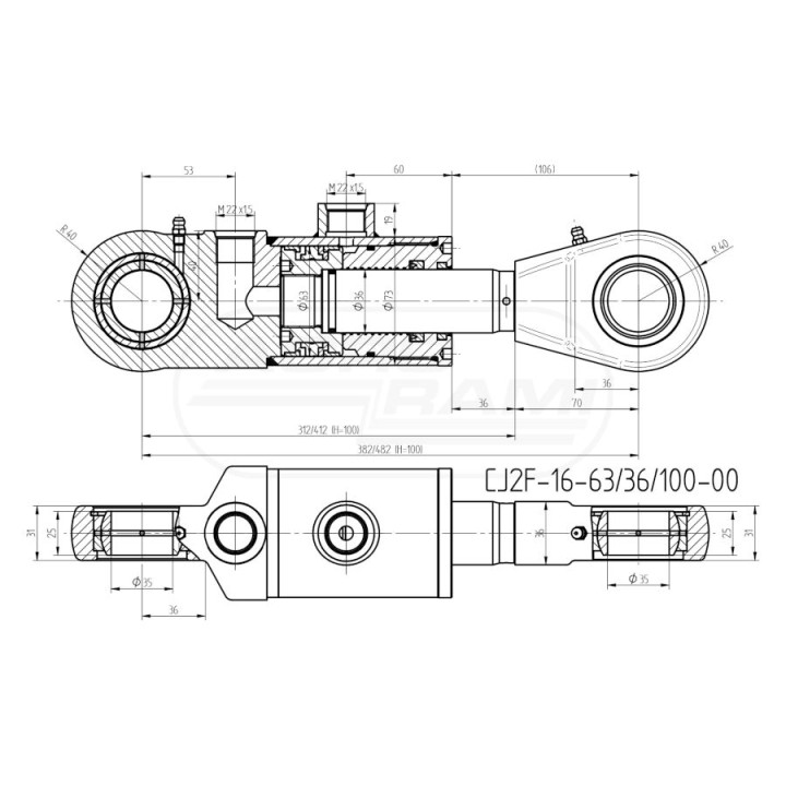 Siłownik hydrauliczny CJ2F.16.63.36.100-00