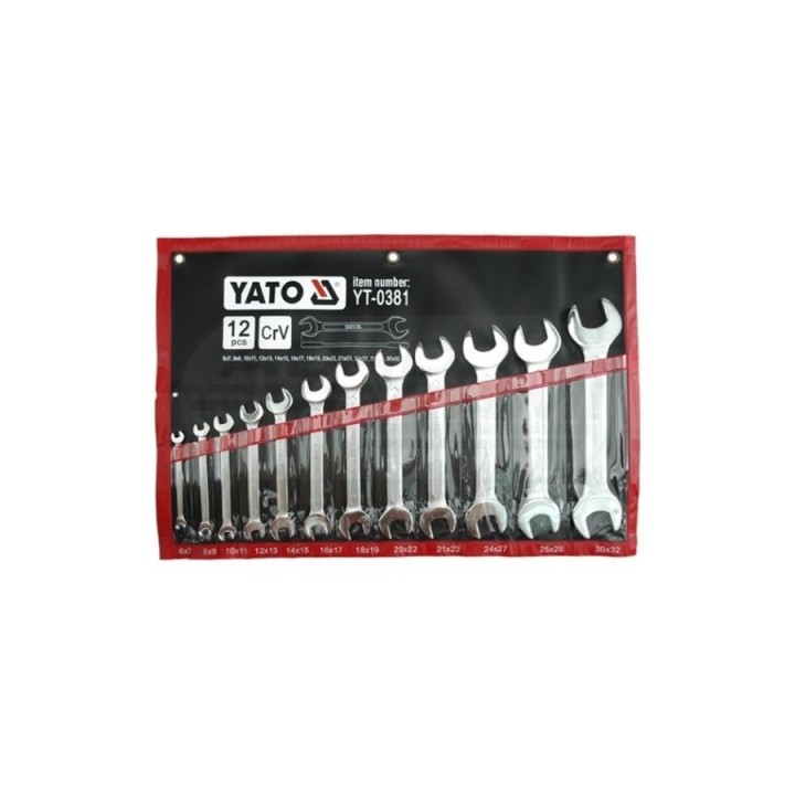 Komplet 11 kluczy płaskich z polerowaną główką YATO 6-32 mm YT-0381 6-32
