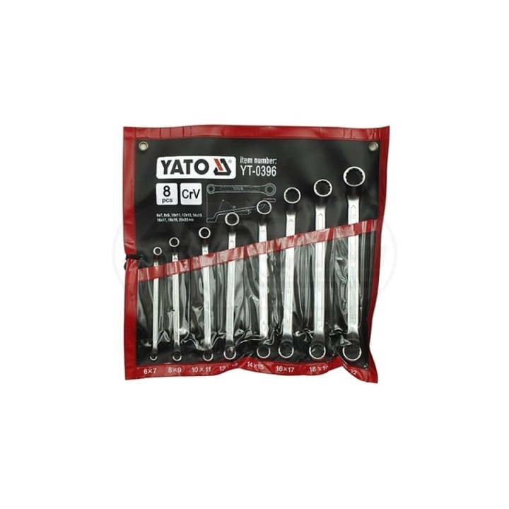 Klucze oczkowe gięte z polerowaną główką YATO 6-22 mm 8 elementów YT0396