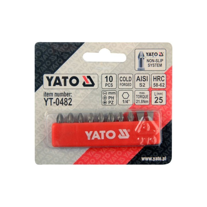 Zestaw grotów do wkrętarki YATO 25 mm 10 sztuk YT04822