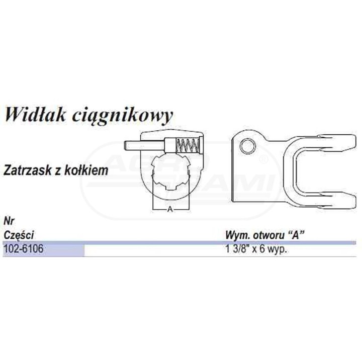 Widłak, B01, bolec QD 1 3/8" Z=6 102-6106, 73328321, 1.05.07, 507010351 WEASLER