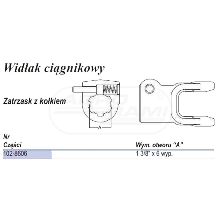 Widłak, AB6/AW22, bolec QD 1 3/8" Z-6 102-8606, 73328382, 507060351, 6.05.07 WEASLER