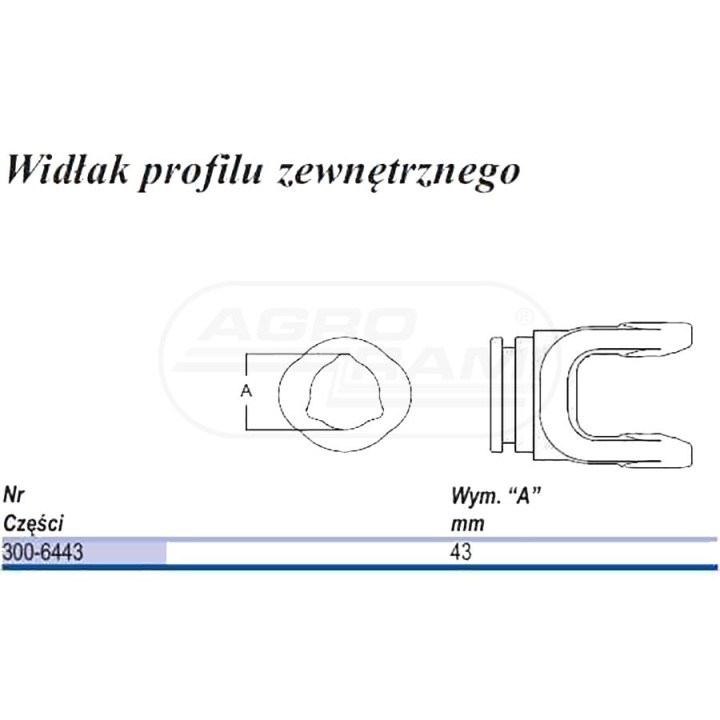 Widłak, AB4, na rurę zewnętrzną trójkąt 43,5 300-6443, 73328365, 204046851, 4.06