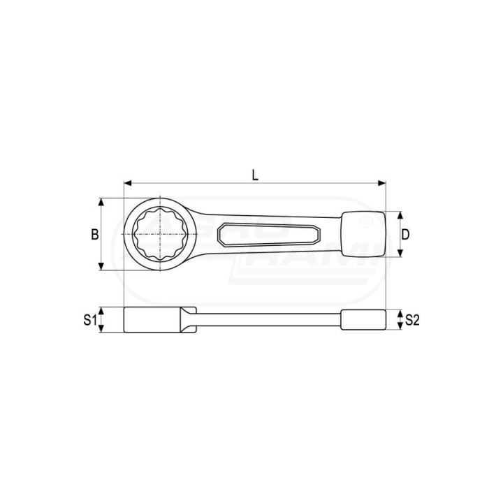 Klucz do pobijania oczkowy YATO 38 mm YT1606