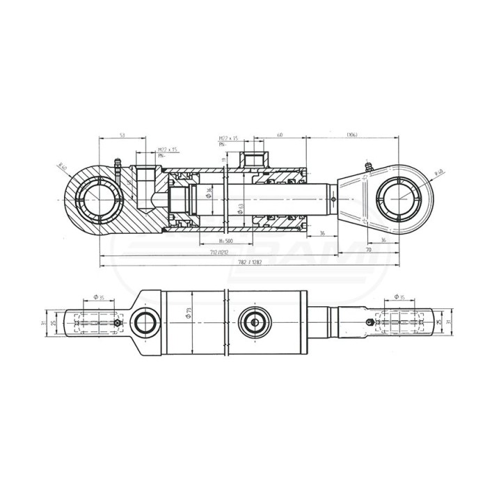 Cylinder dwustronnego działania CJ2F-63/36/500z Skrawmet