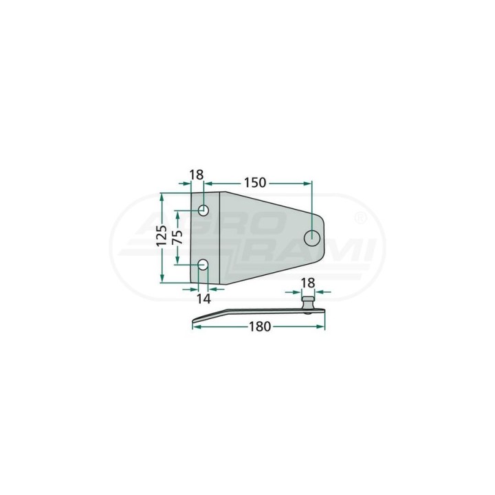 Trzymak noża VICON, Dł-185, Sze.-125, Otw.-14, Odległość otworów-75 PZ0250, VGTF0288KO, 1043720, 152556004