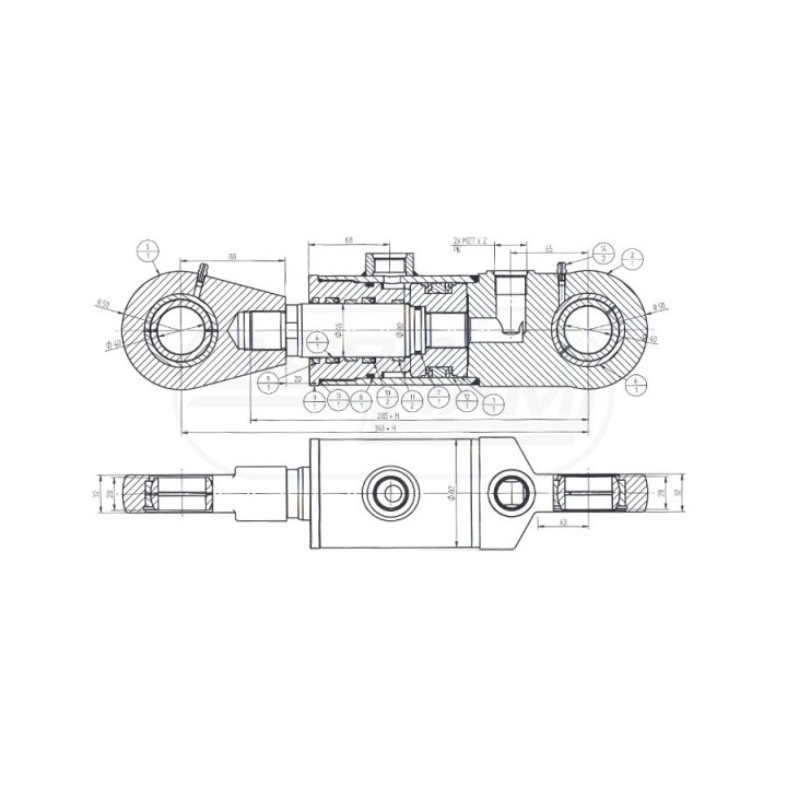 Siłownik hydrauliczny z przedłużką - Hydramet SMT2HG.80.40.400-01