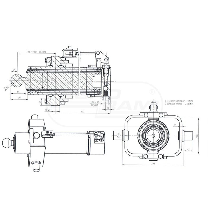 Siłownik D-50 6050165000 ST4x1320 CT-S158-16/75/3/1320 Skrawmet