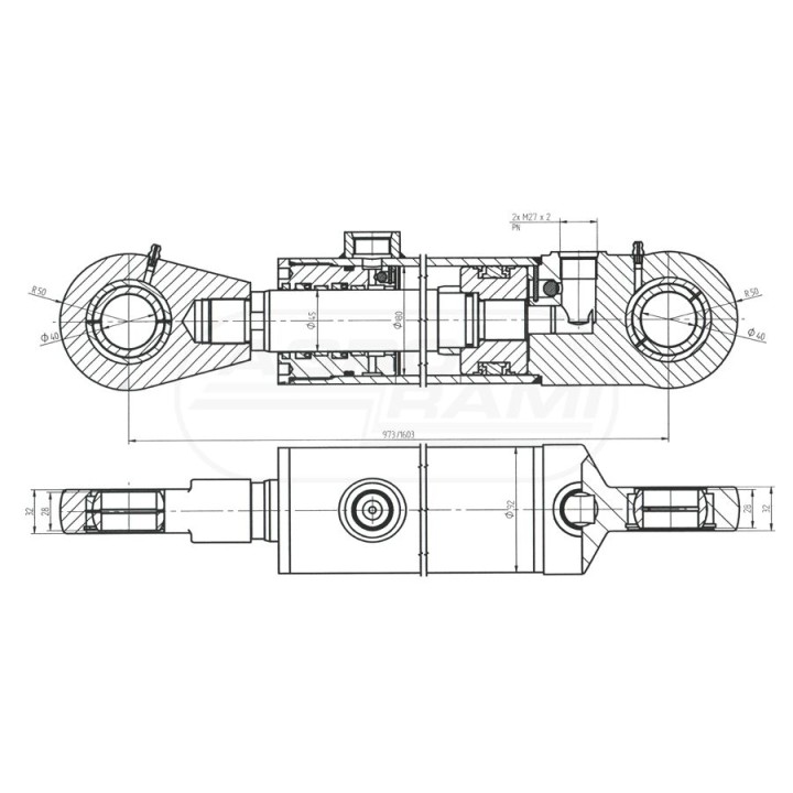 Cylinder wysięgnika CJ2F-80/45/630DGZ 7214035014 Skrawmet