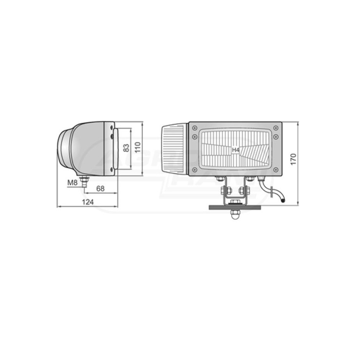 Reflektor H4 prawy REPR1.24259 WESEM