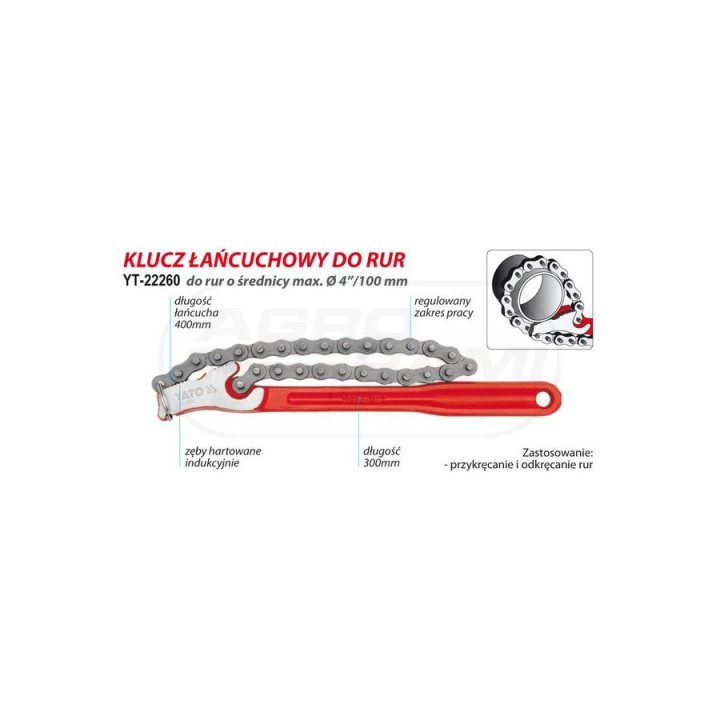 Klucz łańcuchowy YATO 300 mm YT22260