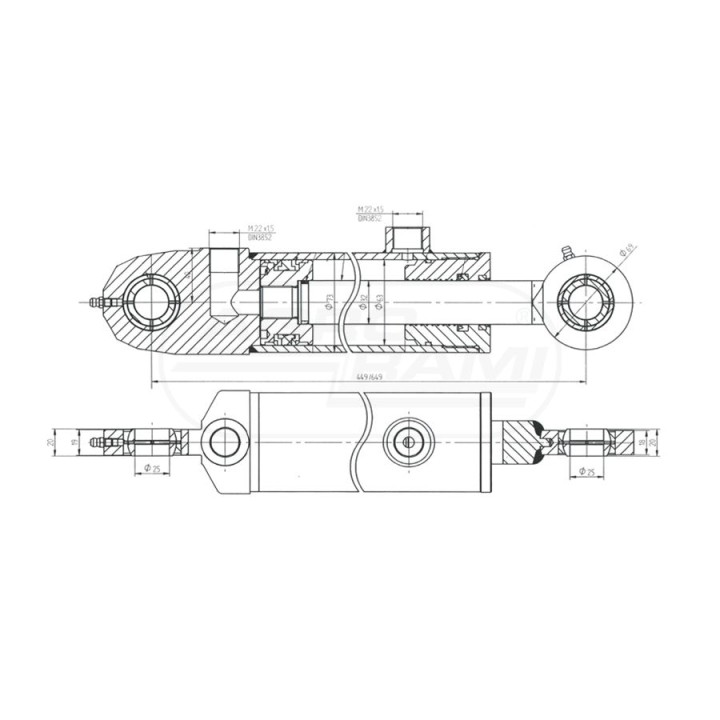 Cylinder układu kierowniczego SH2/63/32/200W 84276909,88578904 Skrawmet