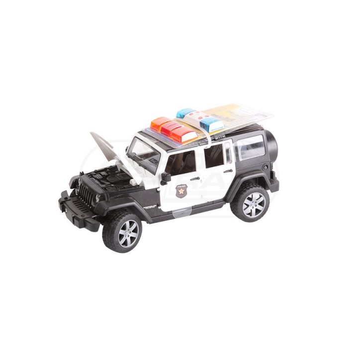 Jeep Wrangler Rubicon z figurką policjanta i z modułem świetlno-dźwiękowym Bruder 02526 02526 POLICYJNY BRUDER