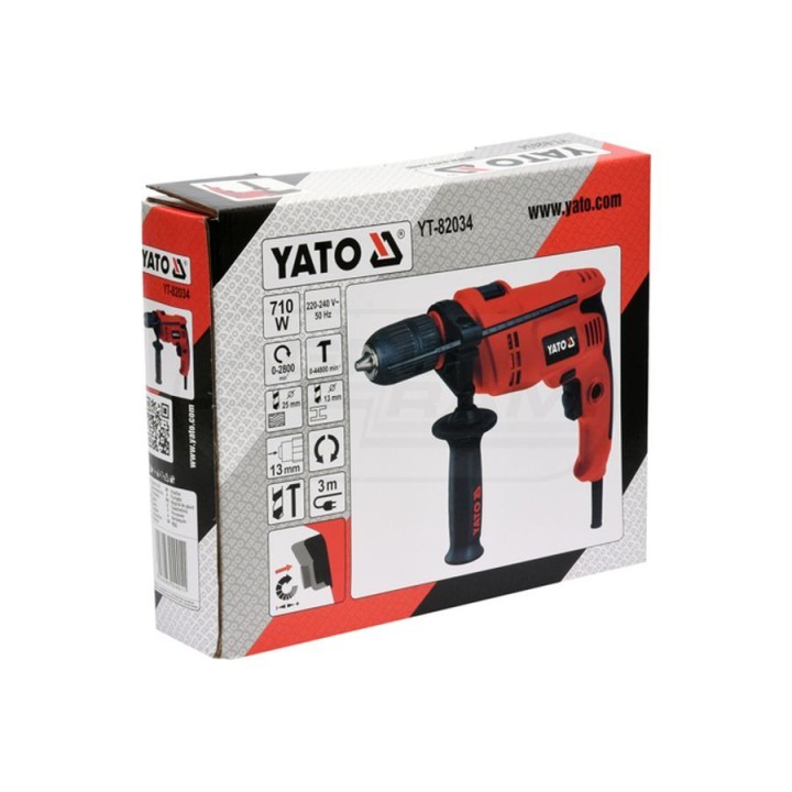 Wiertarka udarowa uchwyt YATO 710W 13 mm YT82034