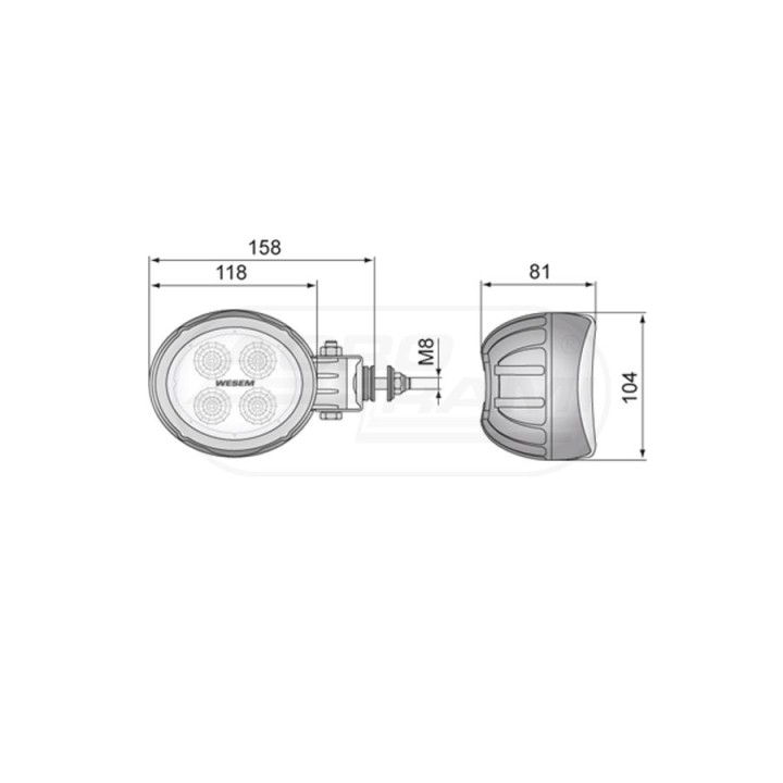 Lampa robocza LED WESEM boczna owalna 1500 lm CRV2A.49640