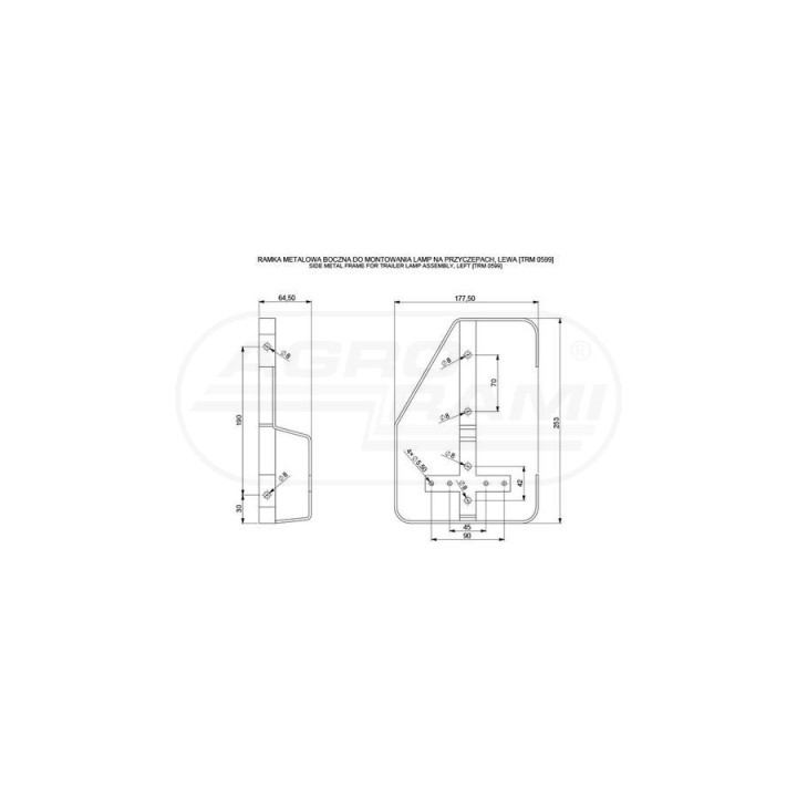 Ramka metalowa boczna do mocowania LEWA TRM00599 Horpol HORPOL