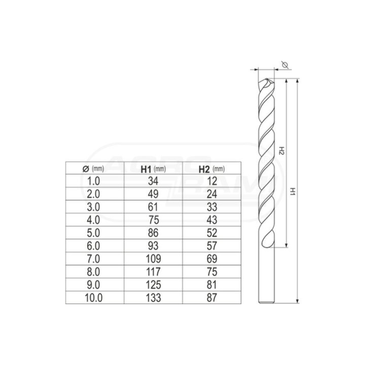 Zestaw wierteł do metalu CO-HSS YATO 1-10 mm 10 elementowy YT41603