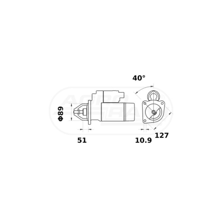 ROZRUSZNIK 62/930-16  12V - 2,8 kW ISKRA / MAHLE / LETRIKA MS348 , 1618050M14, 1618050M3, 1618050M